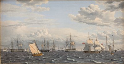 Ruská flotila v Anchor poblíž Elsinore od Christoffer Wilhelm Eckersberg