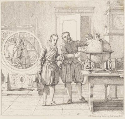 Christian IV navštíví Tycho Brahe v Uranienborgu od Christoffer Wilhelm Eckersberg