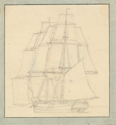 Briga s jibsailem od Christoffer Wilhelm Eckersberg