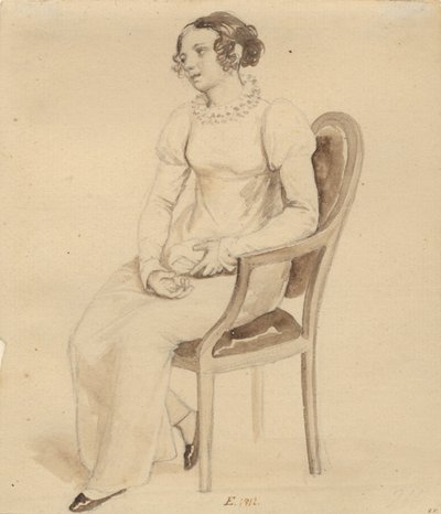 Dáma sedící v křesle čelem k oknu od Christoffer Wilhelm Eckersberg