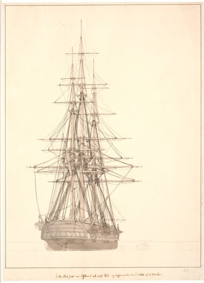 Fregata při pohledu ze zádi od Christoffer Wilhelm Eckersberg