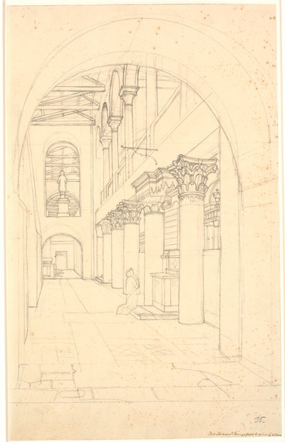 Et parts i kirken S. Lorenzo fuori le Mura, Rom od Christoffer Wilhelm Eckersberg