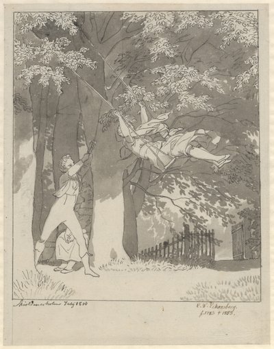 Houpačka. Z lesa u Skjoldnæsholmu od Christoffer Wilhelm Eckersberg
