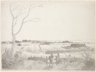 Krajina s rolnicí u kamene od Christoffer Wilhelm Eckersberg