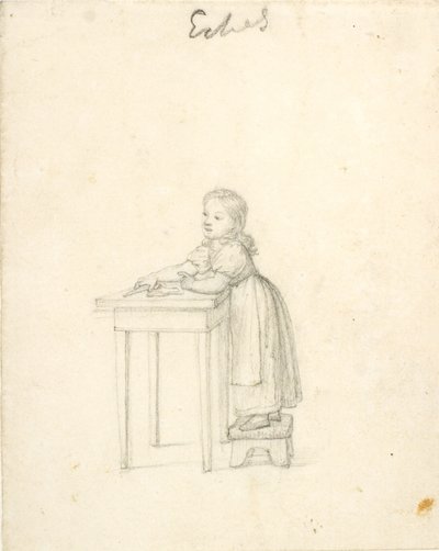 Malá holčička stojící na stoličce u stolu od Christoffer Wilhelm Eckersberg