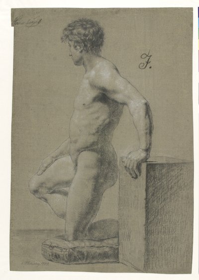 Mužský klečící model, profil vlevo od Christoffer Wilhelm Eckersberg
