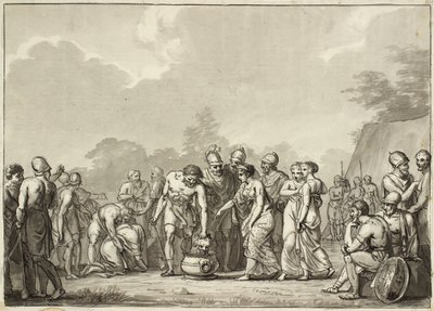 Tomyris, královna masáží, nechá Cyrusovu hlavu vhodit do kádě s krví od Christoffer Wilhelm Eckersberg