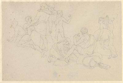 Mojžíš způsobuje, že Rudé moře ustupuje a faraonova armáda se zaplavuje - studie pro Izraelity po procházce Rudým mořem od Christoffer Wilhelm Eckersberg