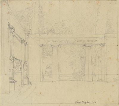 Část zahrady Villa Borghese s Porta Ægiziana, Řím. od Christoffer Wilhelm Eckersberg