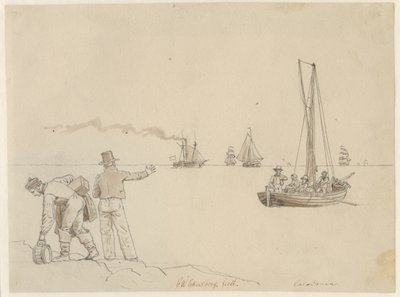 Cestující jsou vysláni na parník Caledonia. od Christoffer Wilhelm Eckersberg