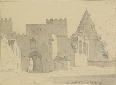 Vyhlídka Porta S. Paolo a Piramide di Caio Cestio při pohledu z městské strany, Řím. od Christoffer Wilhelm Eckersberg