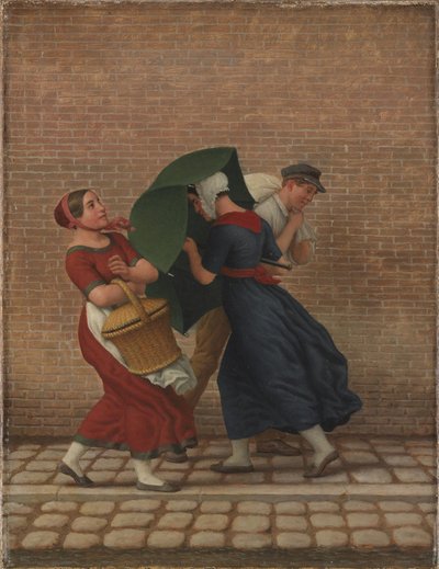 Pouliční scéna ve větrném a deštivém počasí od Christoffer Wilhelm Eckersberg