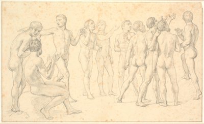 Studie skupiny nahých mužů od Christoffer Wilhelm Eckersberg
