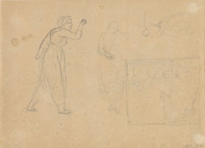 Návrh příběhu padlé dívky, list 1 od Christoffer Wilhelm Eckersberg