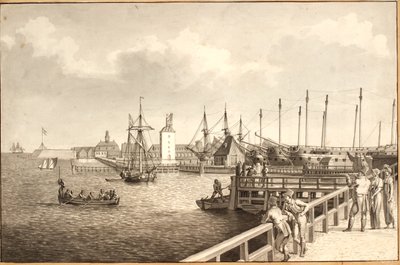 Pohled z Langelinie směrem na Nyholm, t.h. nájem vozového parku od Christoffer Wilhelm Eckersberg