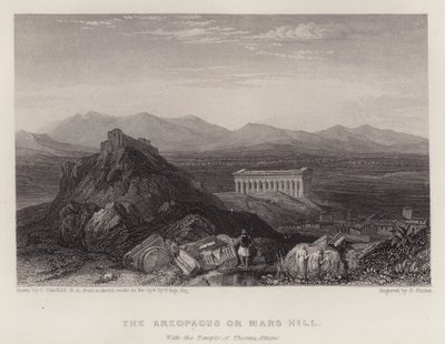 Areopagus nebo Mars Hill s chrámem Thésea v Aténách (barevné lito) od C. (after) Stanfield