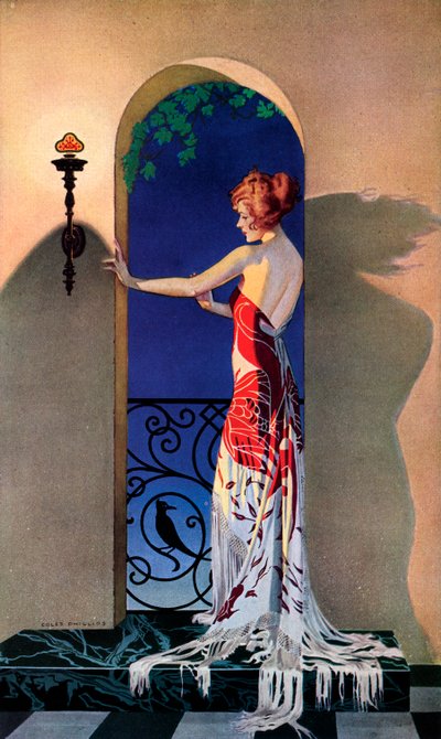 Módní žena 20. let ve Španělsku, kolem roku 1925 (sítotisk) od C. Coles Phillips