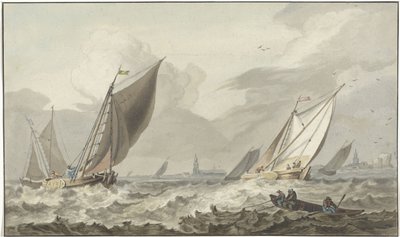 Zuiderzee s Medemblikem vpředu od C. Dietrich (prentmaker)