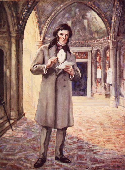 John Ruskin v Benátkách (barevné lito) od C. Dudley Tennant