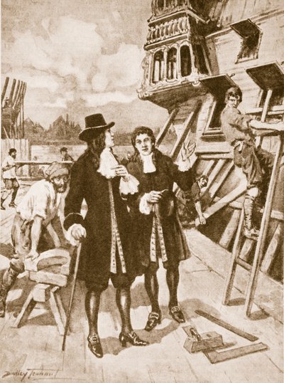 Peter Veliký na loděnici v Deptfordu (Litho) od C. Dudley Tennant