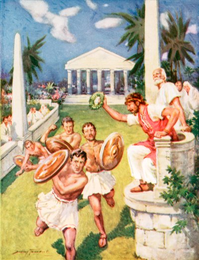 Závod na památku velkého řeckého vítězství (barva litho) od C. Dudley Tennant