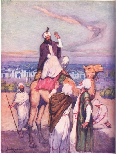 Arabský zakladatel velkého náboženství: Mohamed narozený v Mekce (barevné lito) od C. Dudley Tennant