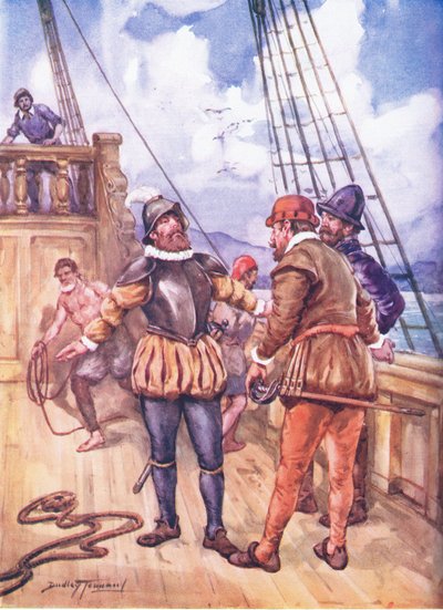 Nebojácný námořník, který spojil dva oceány (barva litho) od C. Dudley Tennant