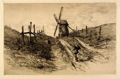 (Krajina s větrným mlýnem) od C. F. William Mielatz