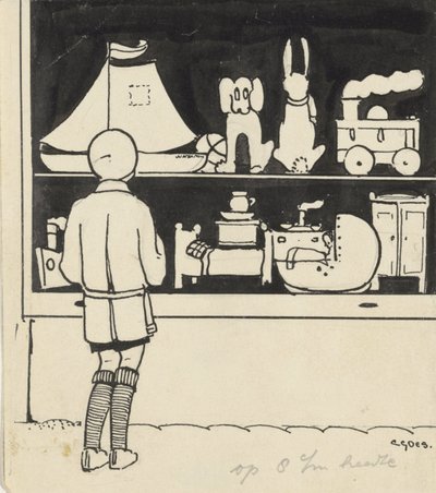Dick se dívá na okno hračkářství od C. Goes (signed by artist)