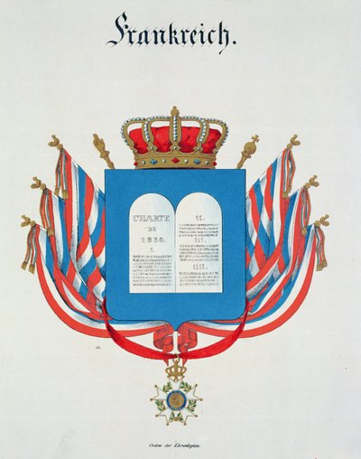 Listina a přívěsek Řádu francouzské čestné legie, ze sbírky akvarelů publikovaných v Německu, 1830-33 od C. Hildebrandt
