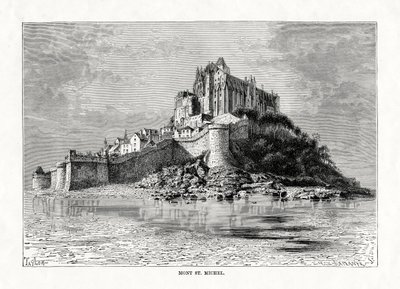 Mont-Saint-Michel, Normandie, Francie, 1879 od C. Laplante