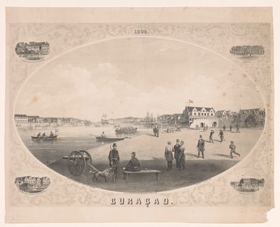 Pohled na přístav na Curaçao Curacao (název na objektu) od C. Parsons