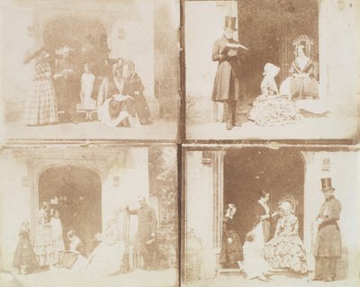 Kontaktní list čtyř skupinových portrétů ve dveřích, ca. 1850. od Calvert Jones