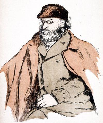 Ilustrační portrét Paula Cezanna (1839 - 1906), francouzského umělce a postimpresionistického malíře. (rytina) od Camille (after) Pissarro