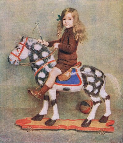 Dívka s dřevěným koněm, ilustrace z časopisu My Magazine od Camille Boiry