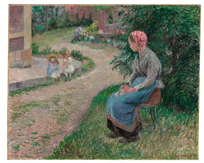 Sluha sedící v zahradě v Eragny, 1884 od Camille Jacob Pissarro