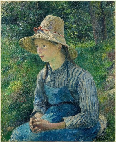Selka se slaměným kloboukem. 1881 od Camille Jacob Pissarro