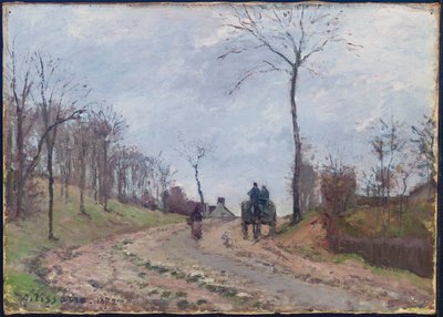 Přeprava na venkovské cestě, zima, předměstí Louveciennes, 1872 od Camille Jacob Pissarro