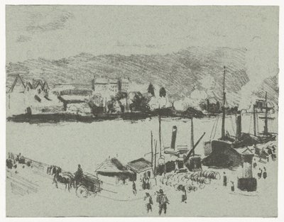 Pohled na nábřeží Seiny v Rouenu Quai Boieldieu, Rouen od Camille Jacob Pissarro