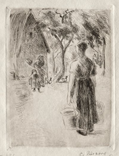 Selka nesoucí vědra, 1889. od Camille Jacob Pissarro
