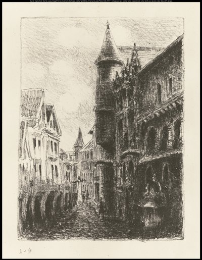 Rue Saint-Romain, Rouen, 1. deska, 1896 od Camille Jacob Pissarro