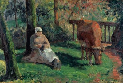 Pastýřka, Montfoucault, 1875 od Camille Jacob Pissarro
