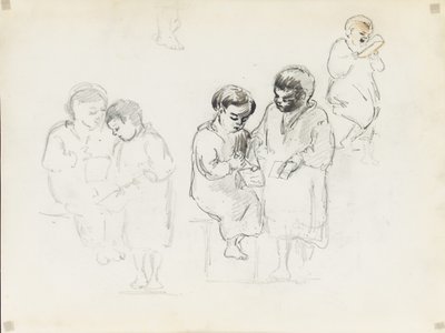 Studie dvou dětí, které čtou od Camille Jacob Pissarro