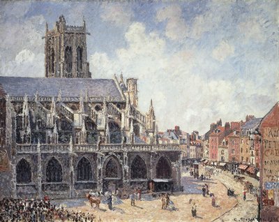 Kostel Saint Jacques v Dieppe v ranním slunci; Kostel Saint-Jacques v Dieppe Ráno, slunce, 1901 od Camille Jacob Pissarro