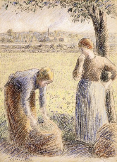 The Pickers; Sbírání, 1890 od Camille Jacob Pissarro