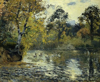 Rybník v Montfoucault; Rybník Montfoucault, 1874 od Camille Jacob Pissarro