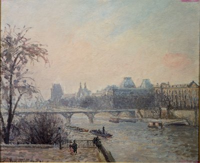 Seina a Louvre (olej na plátně od Camille Jacob Pissarro