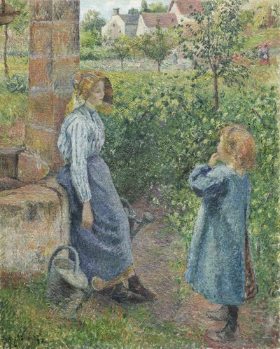 Žena a dítě u studny, 1882 od Camille Jacob Pissarro