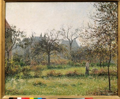 Žena v sadu, podzimní matiné, zahrada Eragny Obraz Camille Pissarro (1830-1903) 1897 Sun. 0,54x0,65 m Paříž, musee d