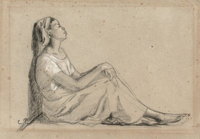 Mladá černoška sedící, 1855-7 od Camille Jacob Pissarro